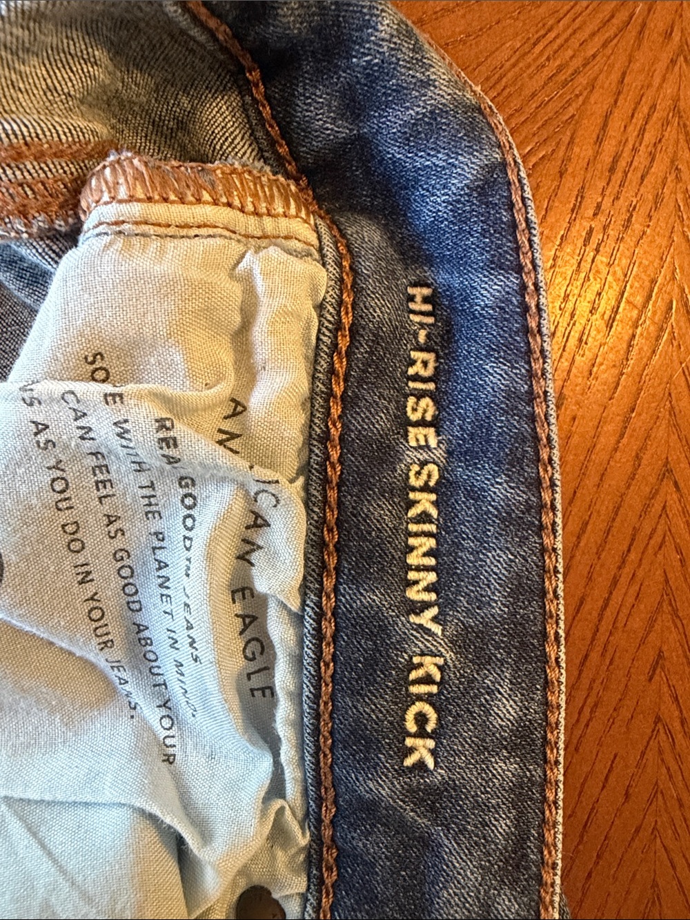 AE Hi rise skinny kick stretch denim jeans size 10 regular - Picture 3 of 12